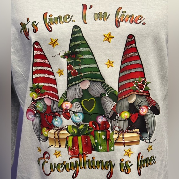 Holiday Gnome 3/4 Sleeve Tee - White & Gray - Picture 2 of 4